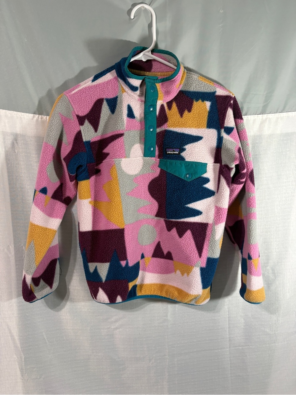 Patagonia Synchilla Pullover Fleece Jacket - Pink, Teal, Mustard & Navy